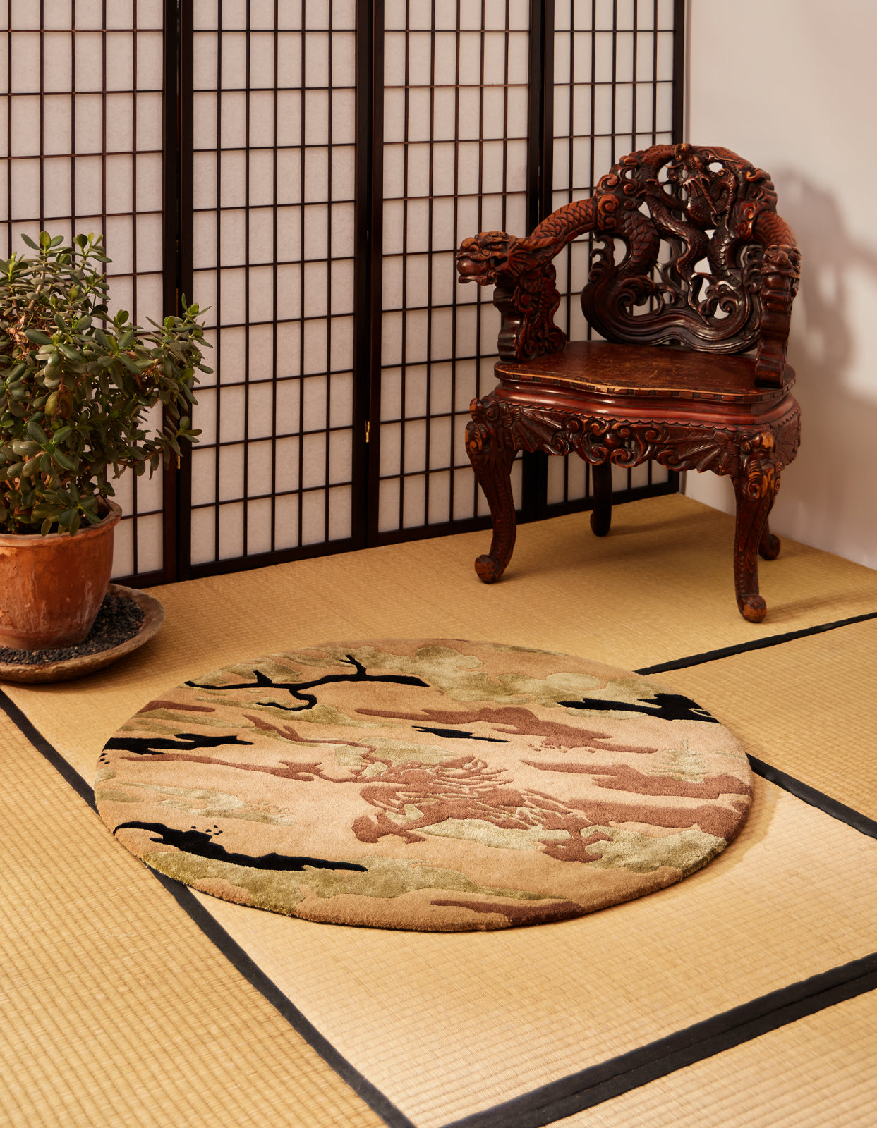 1108 DPM: Bonsai Forest Circular Rug Woodland