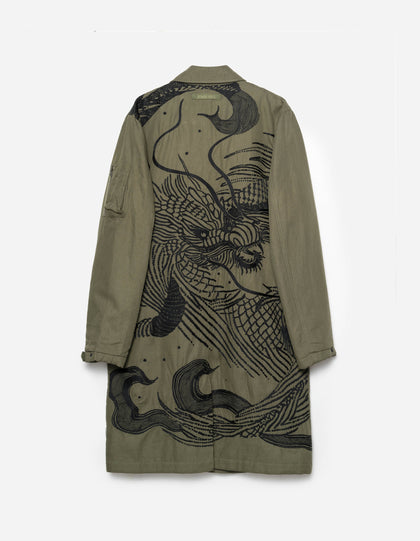 2210 Linear Snow Dragon Embroidered MA Mac Coat Olive OG-107F