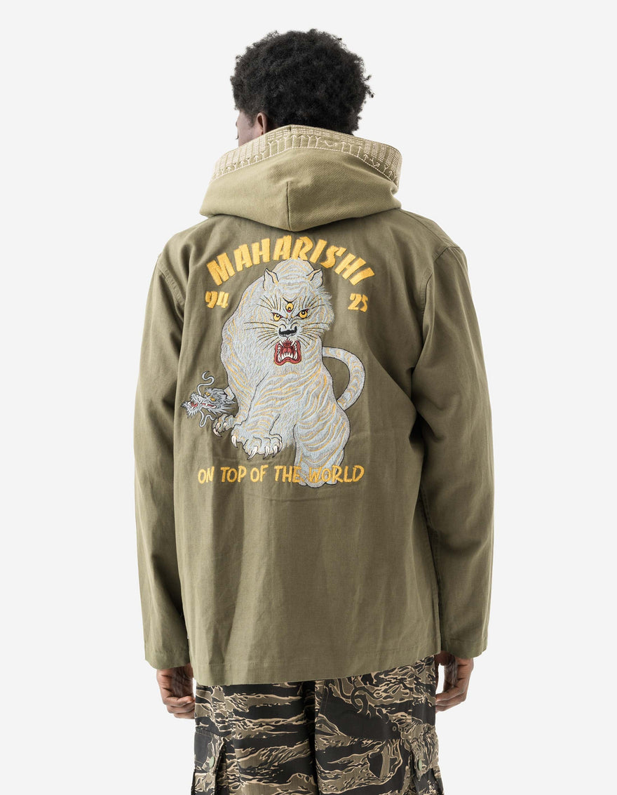 7093 Sno Panthers Embroidered Hanten Shirt Olive OG-107F