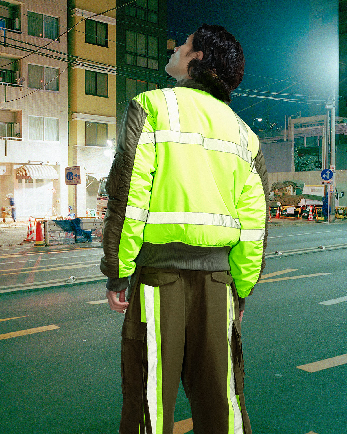 4595 Hi-Vis MA-1 Flight Jacket Olive/Neon Yellow