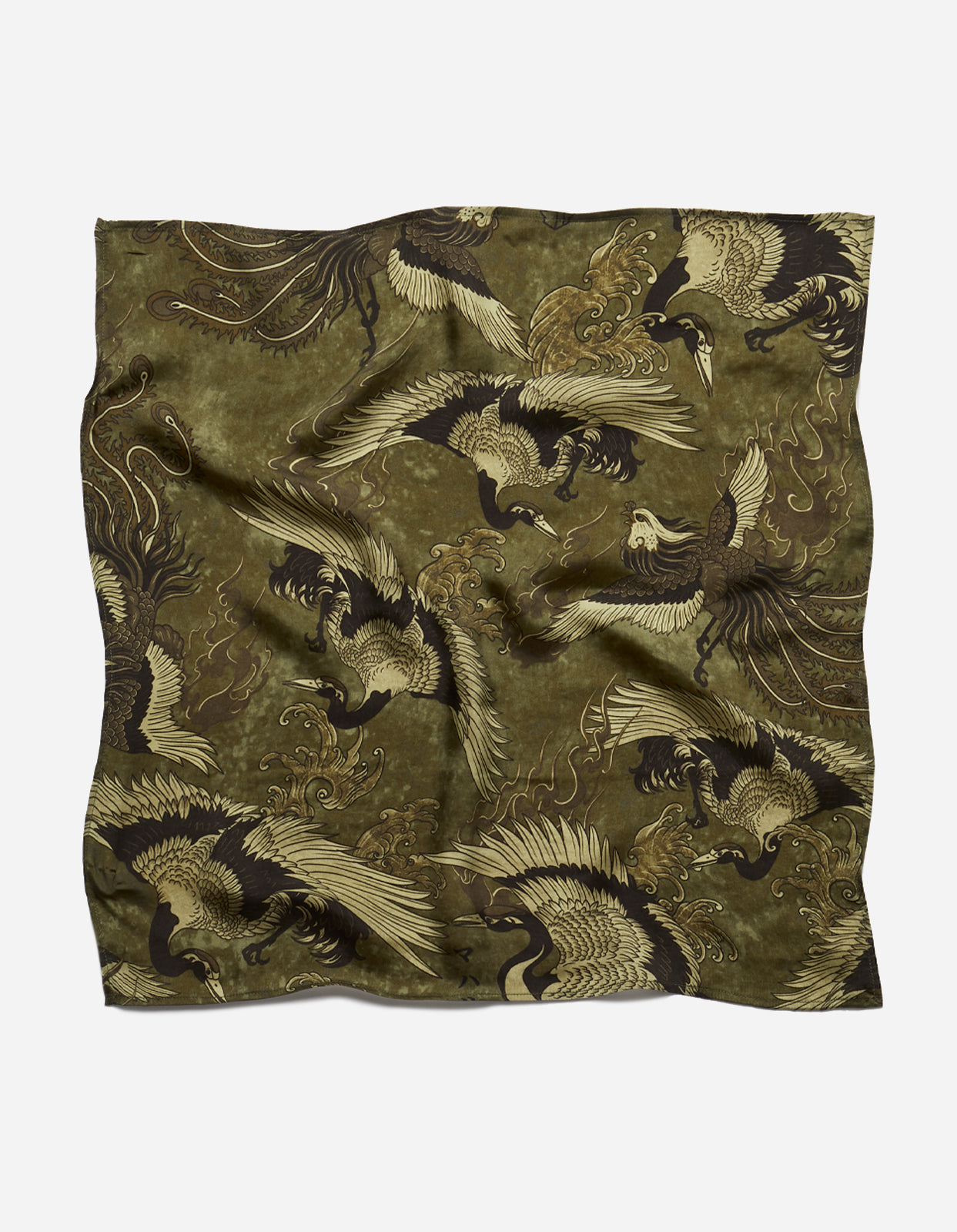 4530 Peace Cranes Bandana Olive Subdued