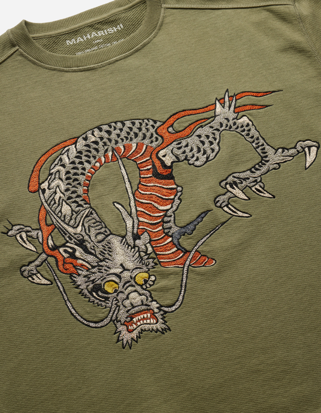 4542 Duelling Dragons Crew Sweat Olive OG-107F