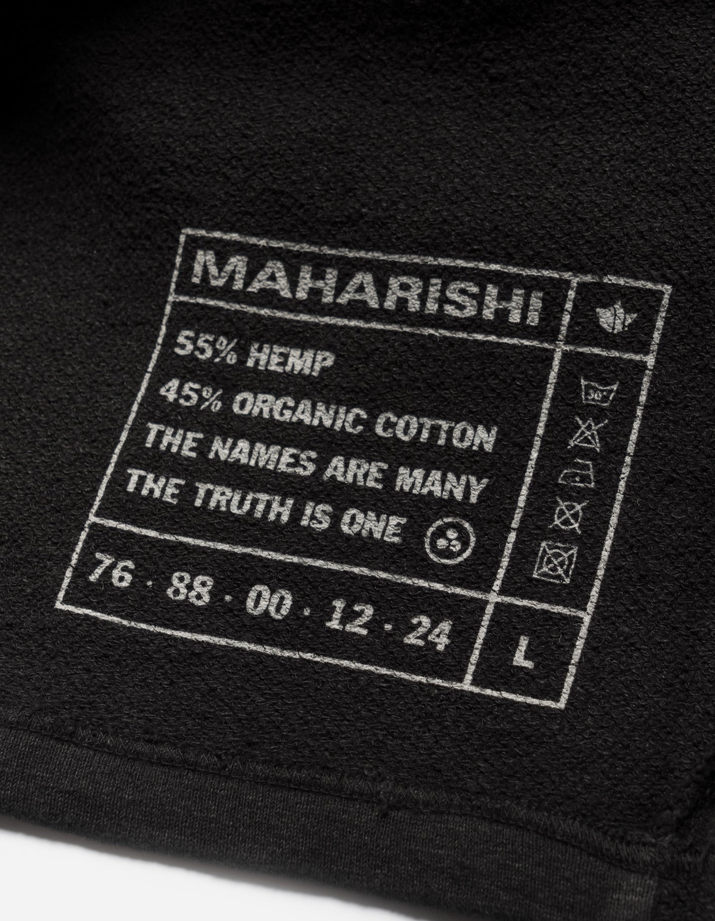 5002 Kesagiri Hemp Hooded Sweat Black BLK-108F