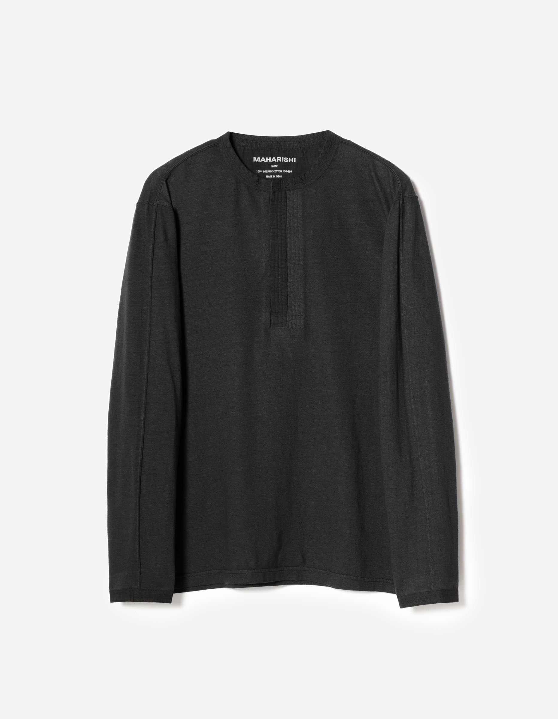 7208 Cotton Hemp Henley L/S T-Shirt Black – Maharishi