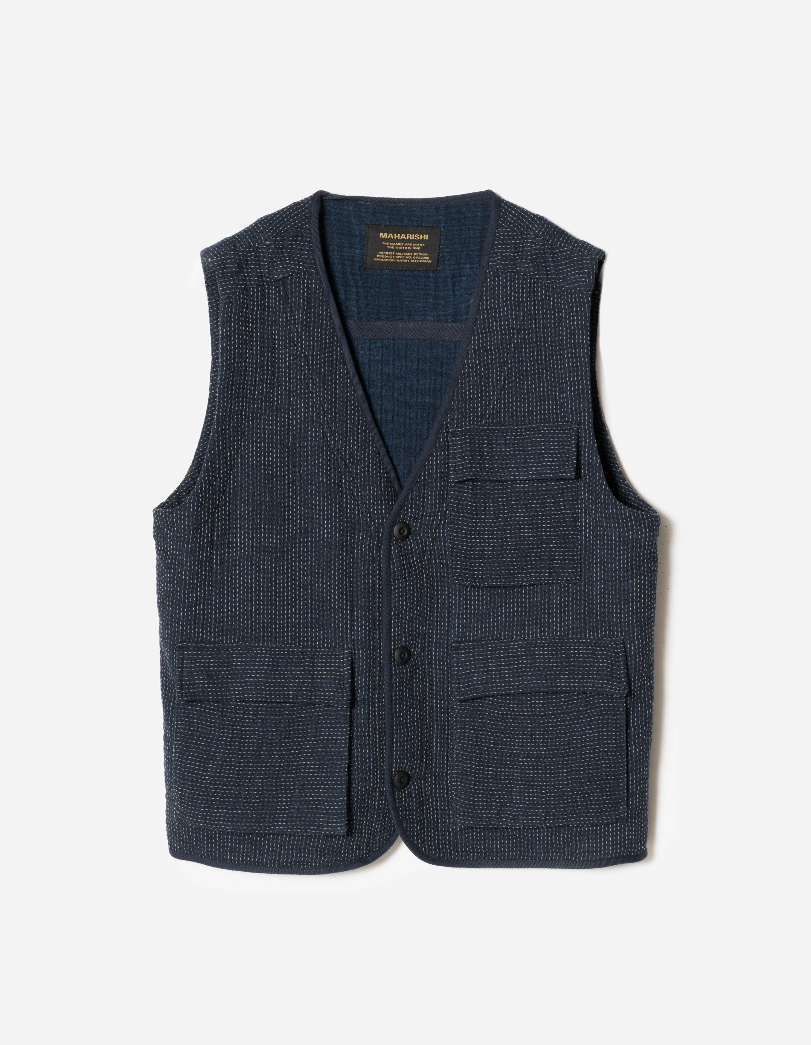US　三軒茶屋　Customized MA-1 Cut Off Vest 7303 Utility Vest Indigo – Maharishi