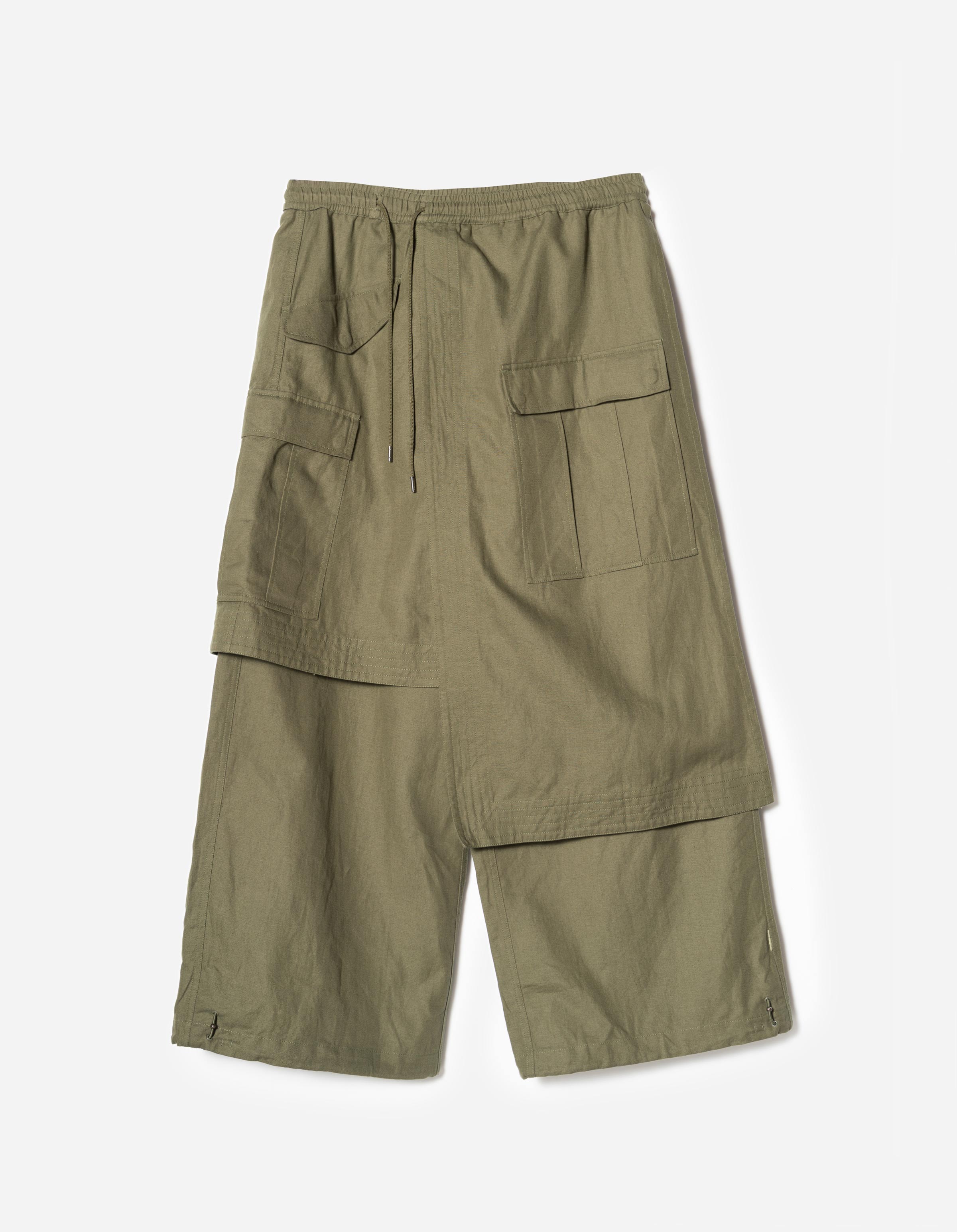 Ｍ.PATOMOSアルパカパンツ 4588 Asym Cargo Hakama Pants Olive OG-107F – Maharishi