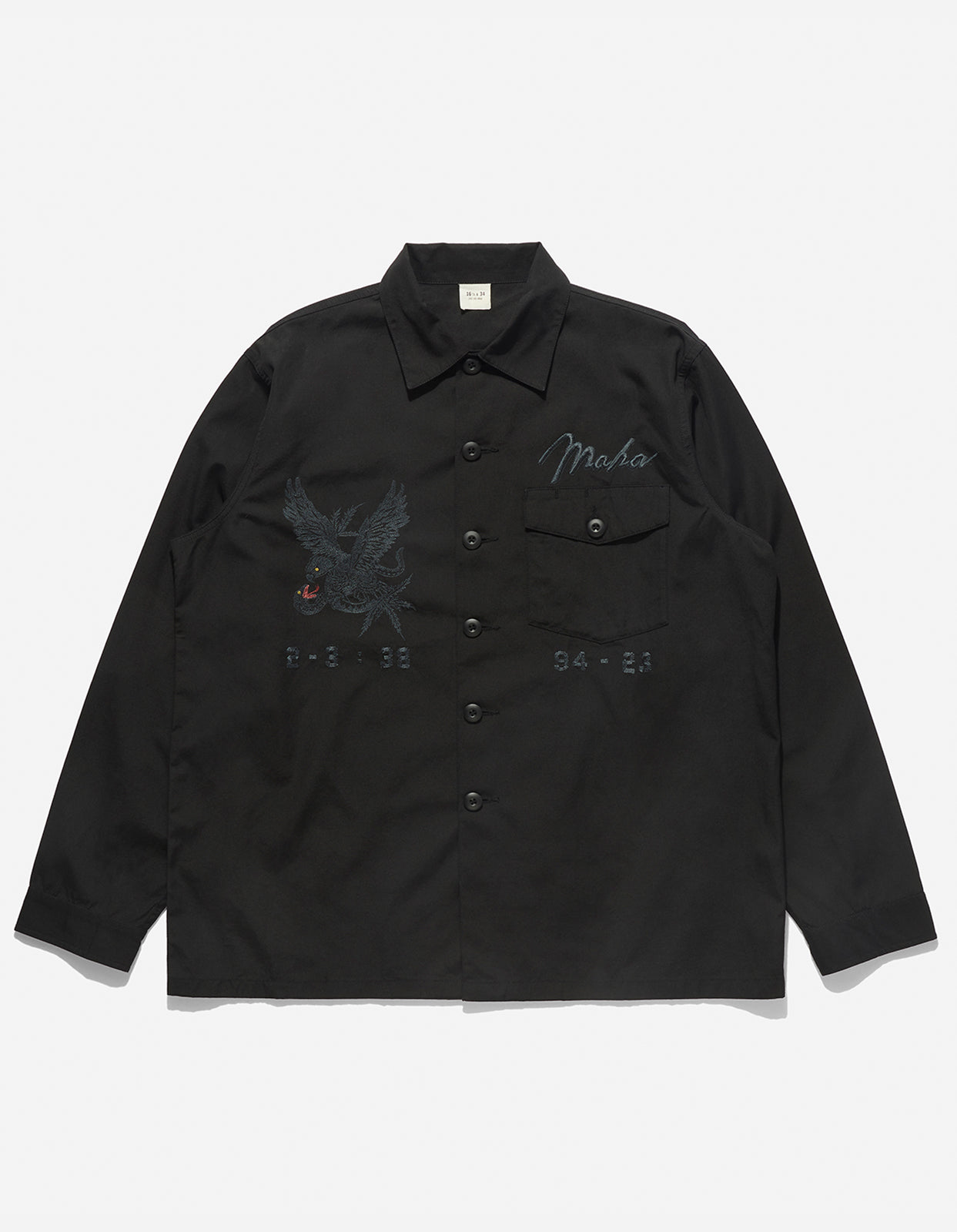 4154 Eagle vs. Snake Embroidered Shirt Black BLK-108F