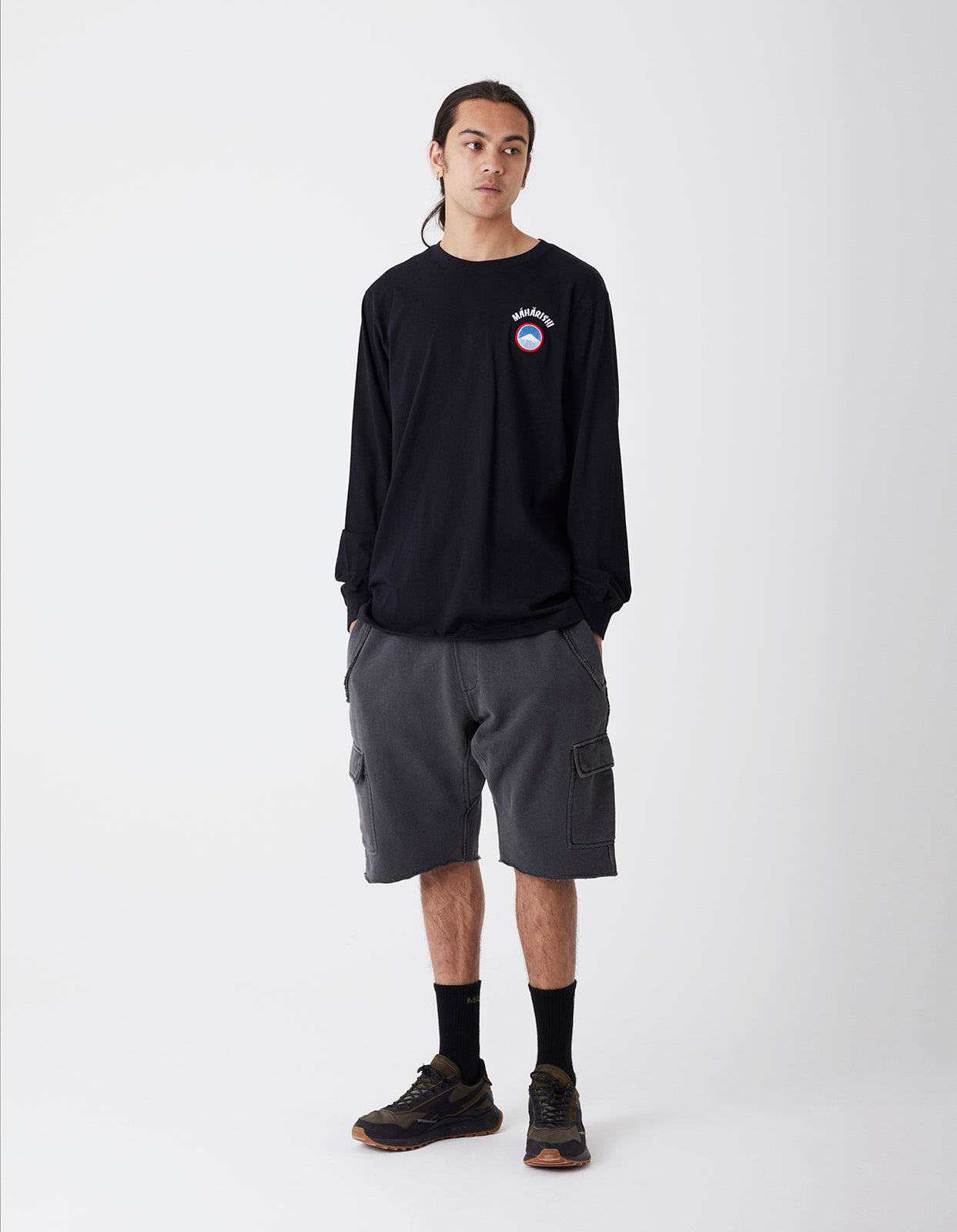 4032 Hemp Organic Cargo Sweat Shorts Black BLK-108F