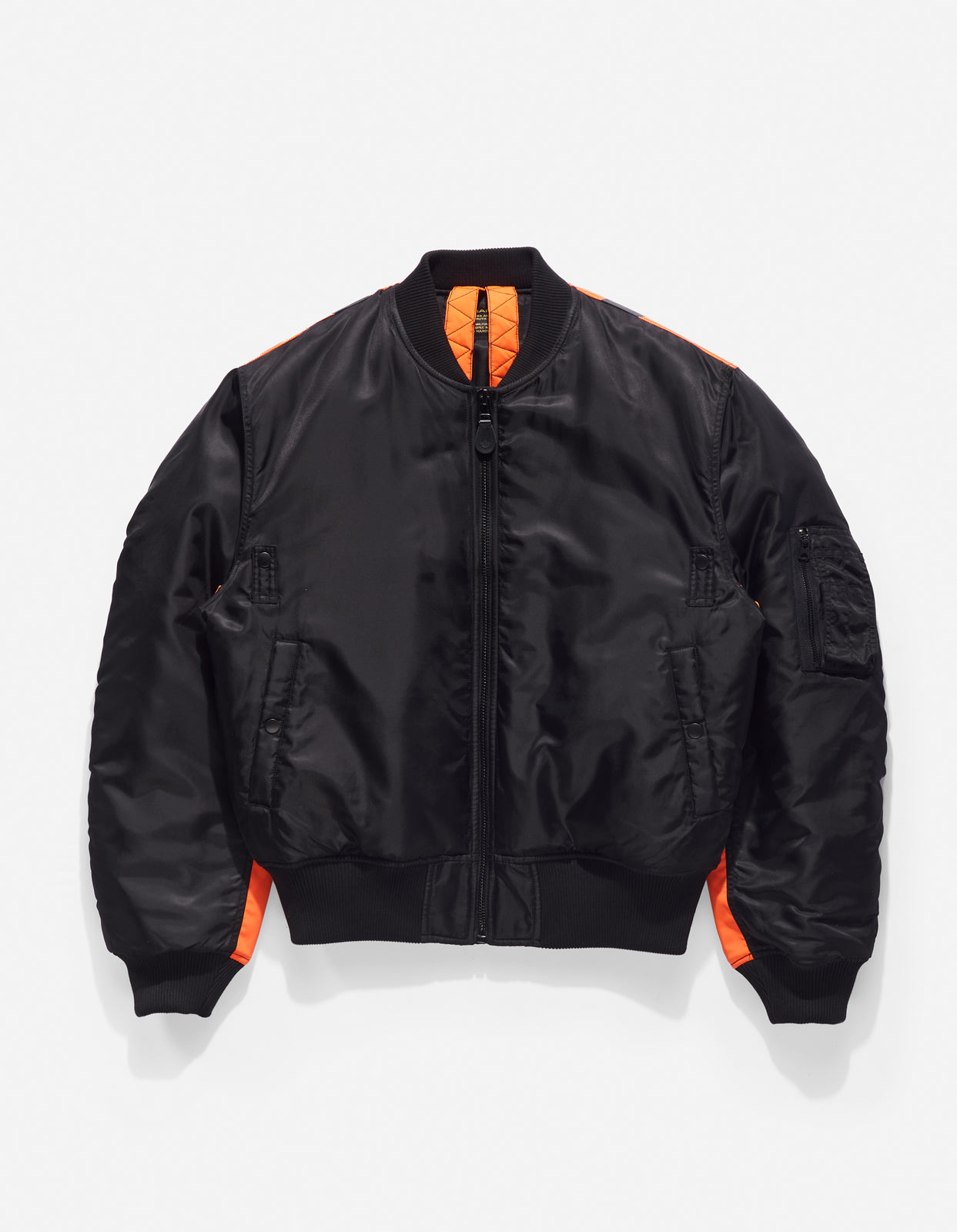 Hi-Vis MA-1 Flight Jacket Black/Neon Orange - Maharishi