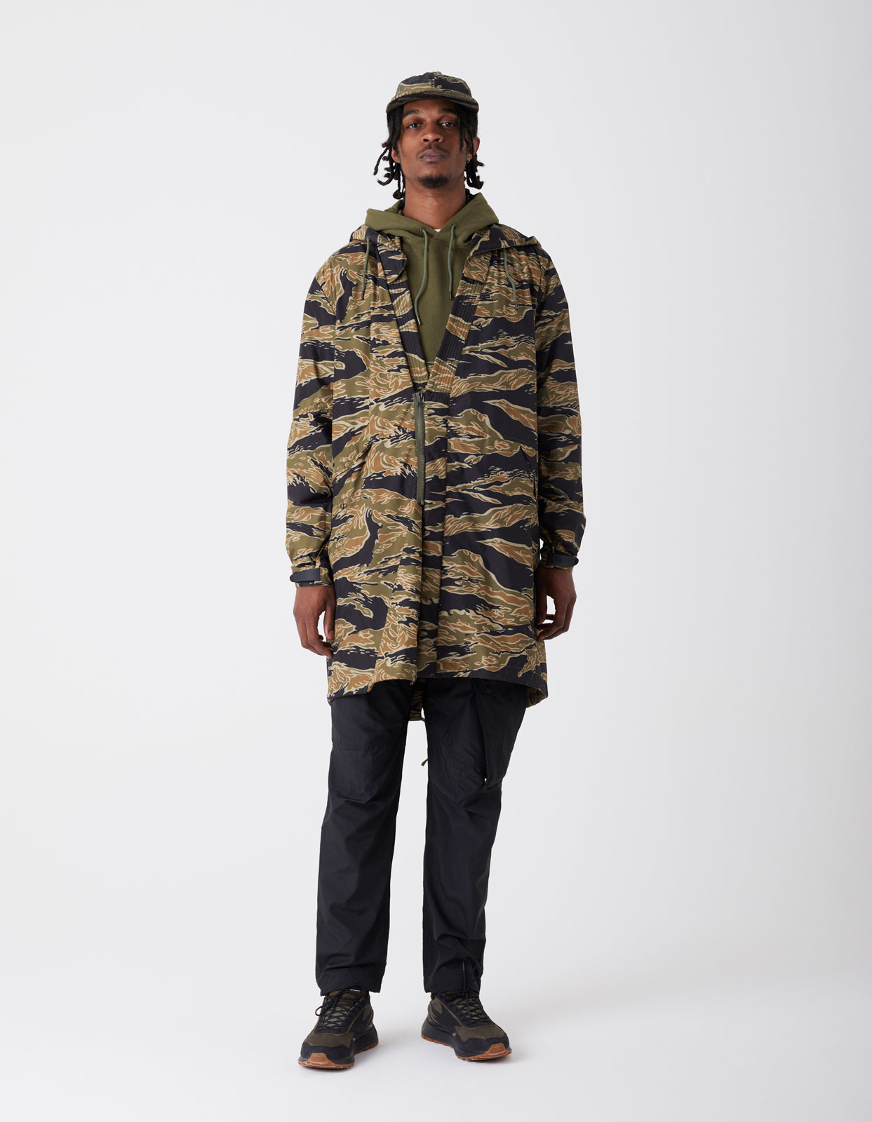 8060 Packaway Kimono Fishtail Parka · Italian Recycled Micro Ripstop Mint Gold Tigerstripe