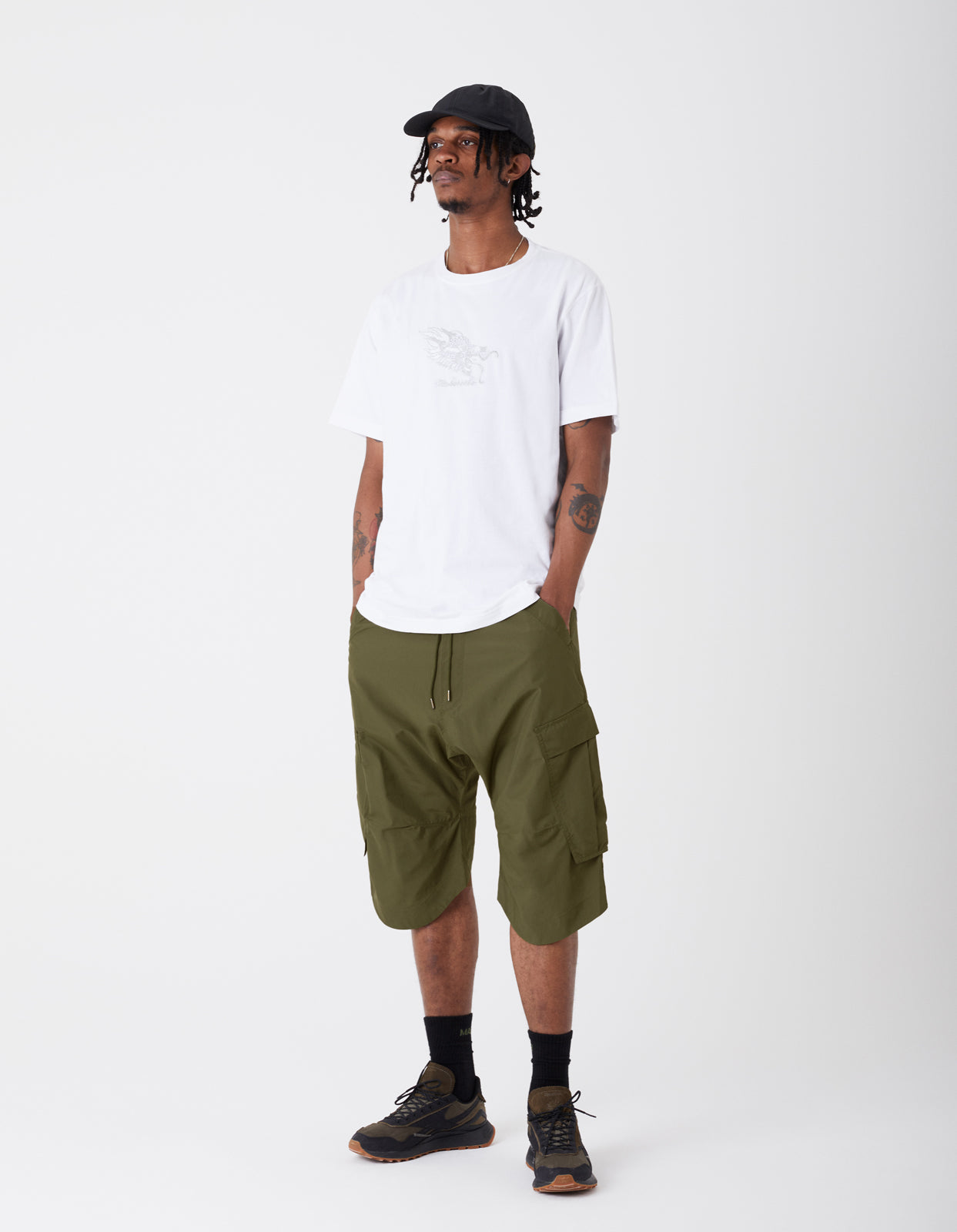 8062 Articulated Long Cargo Shorts · Italian Recycled Micro Ripstop Olive OG-107F