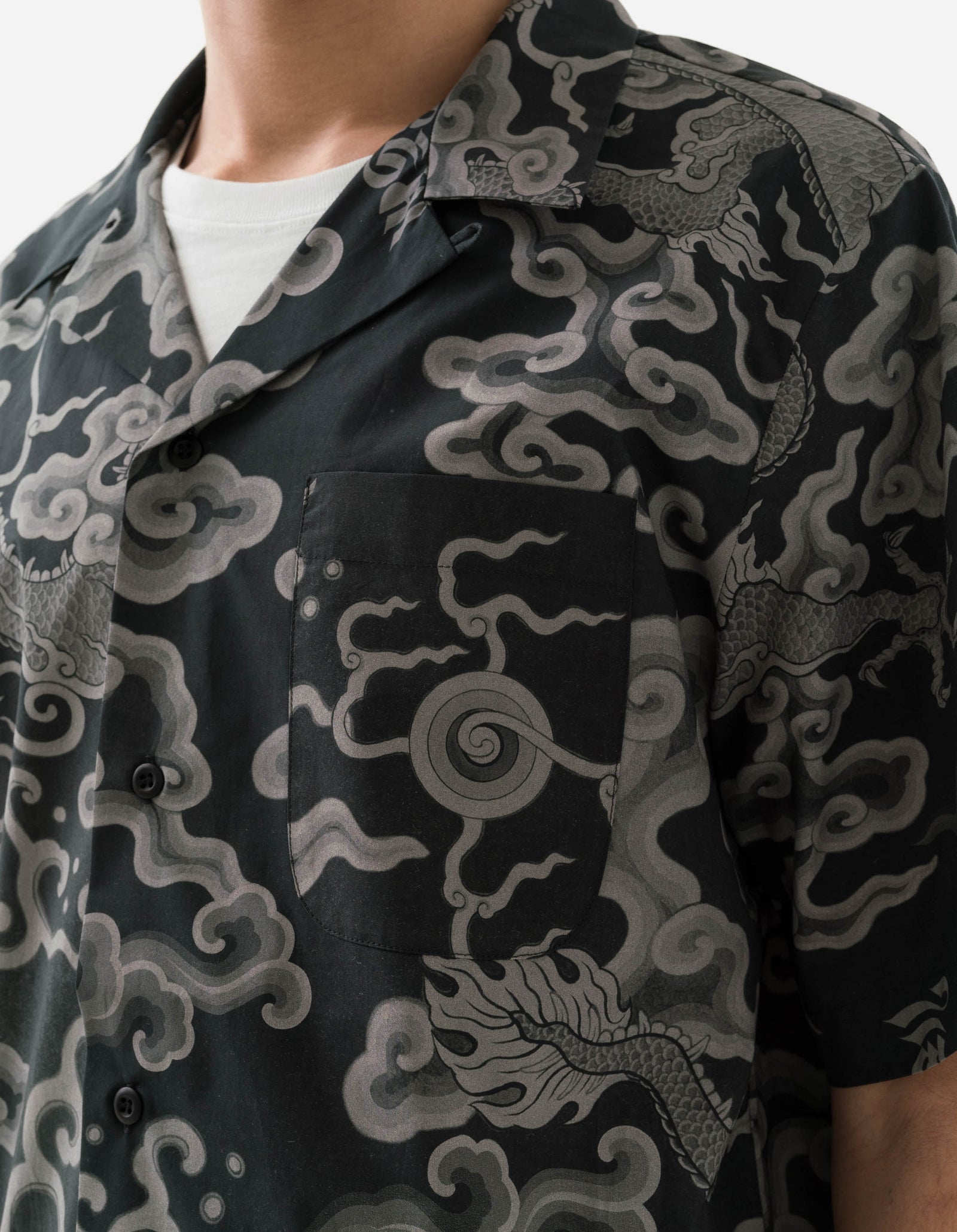 1282 Cloud Dragon Camp Collar Shirt Black