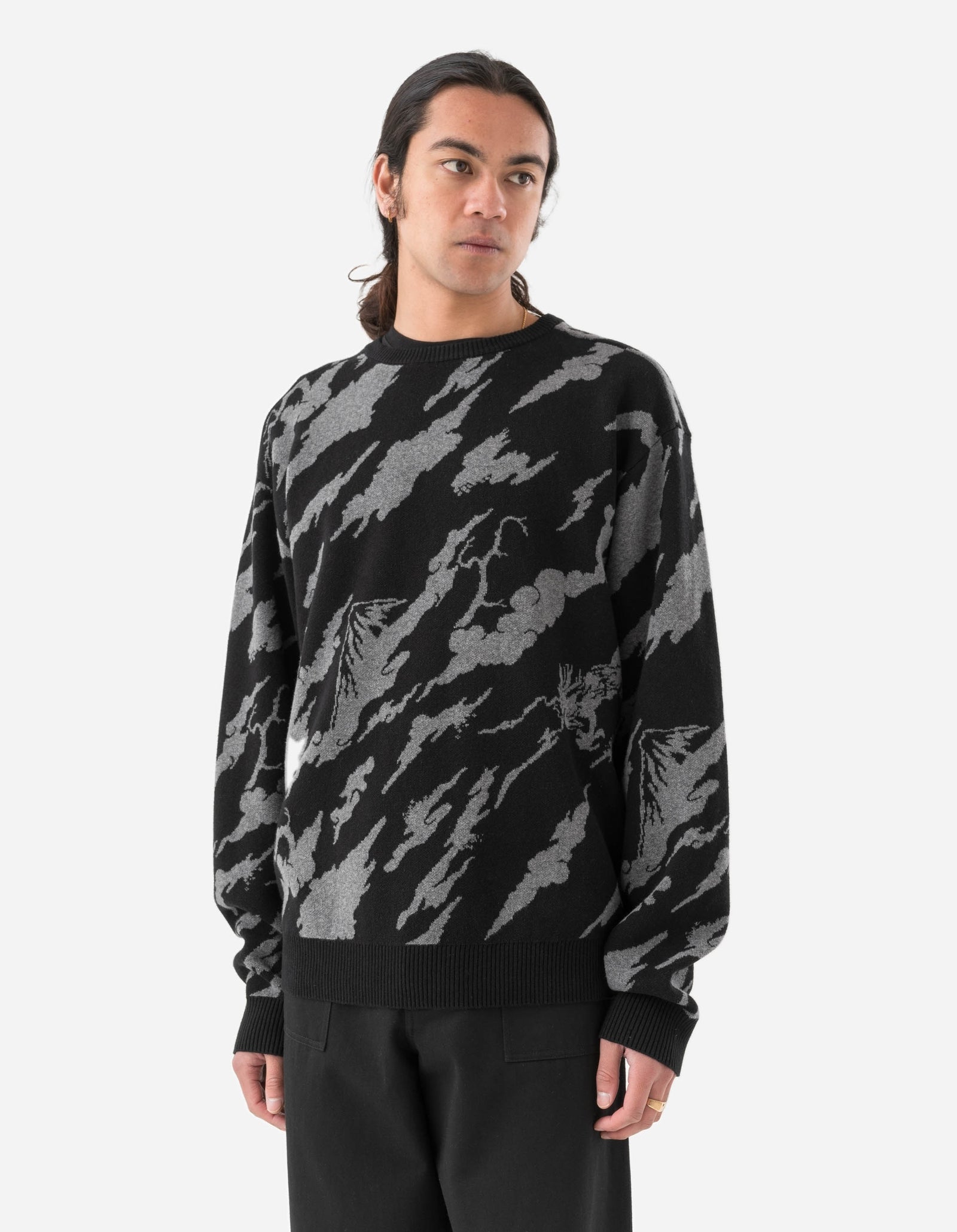 1485 Knitted Camo Crew Sweat Subdued Night