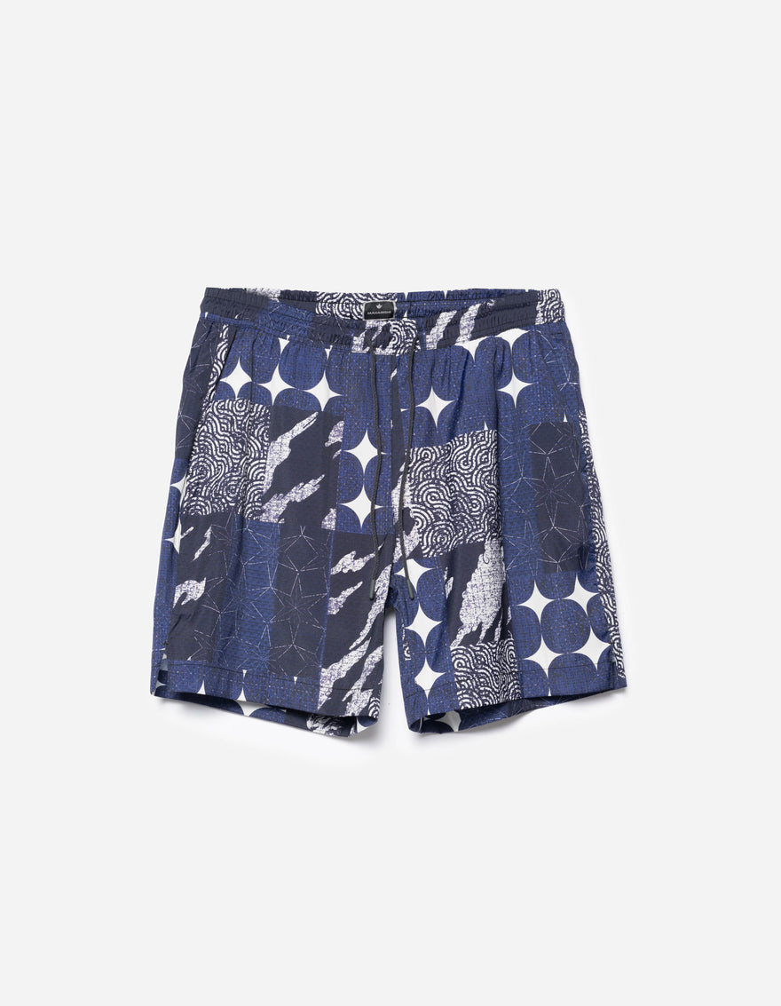 1487 Sashiko Patchwork Swim Shorts Navy/Ecru