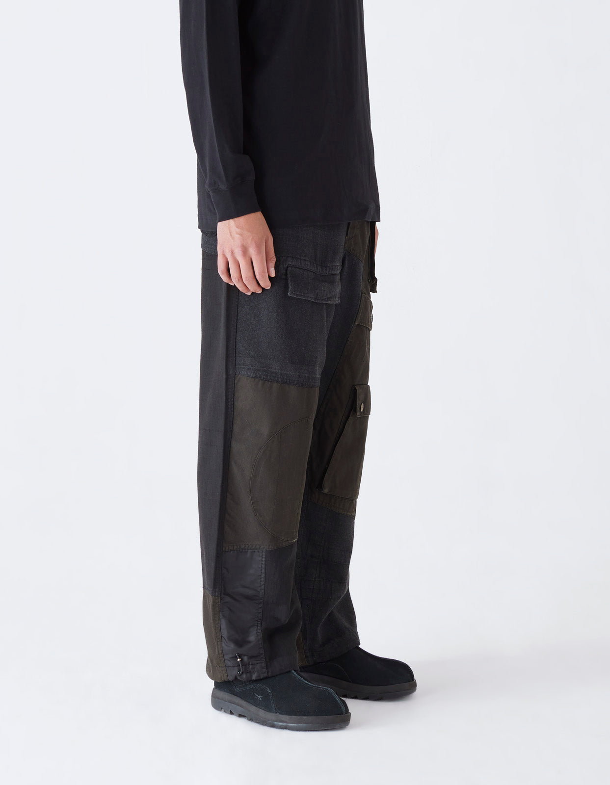 4277 Upcycled M65 Loose Cargo Pants Black O/D