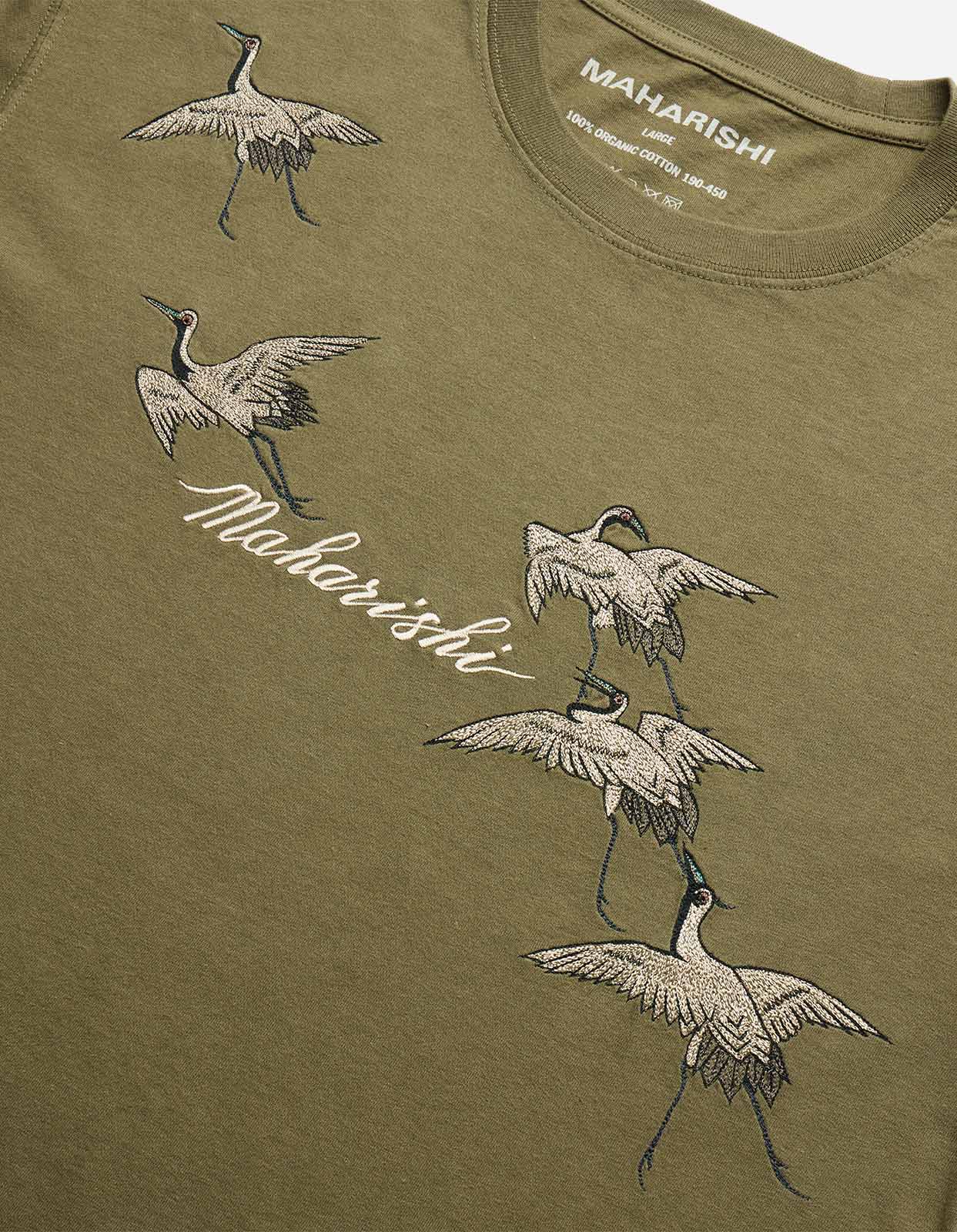 4507 Flying Peace Cranes T-Shirt Olive OG-107F