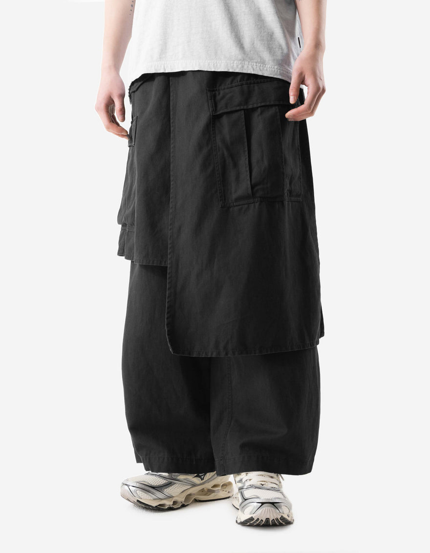 4588 Asym Cargo Hakama Pants Black