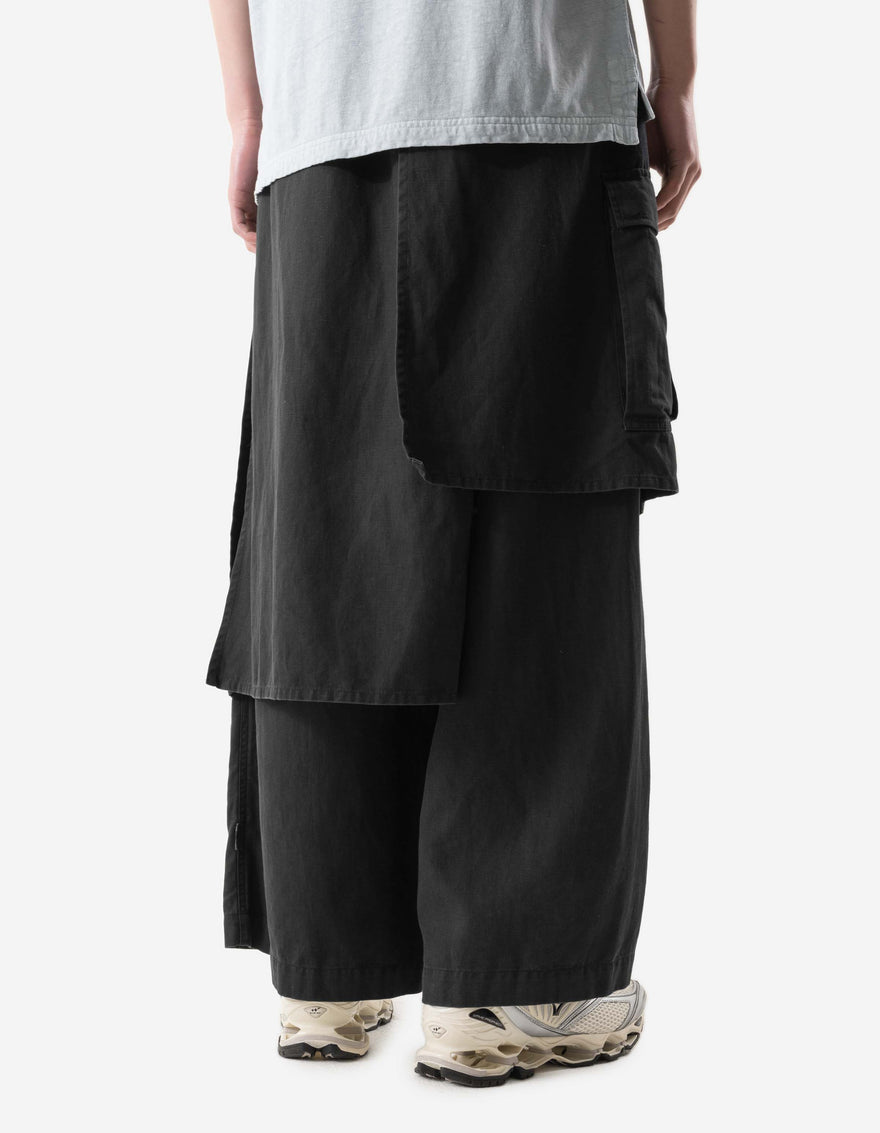 4588 Asym Cargo Hakama Pants Black