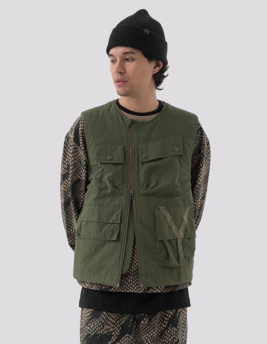 5038 Veg Dyed Tech Cargo Vest Olive