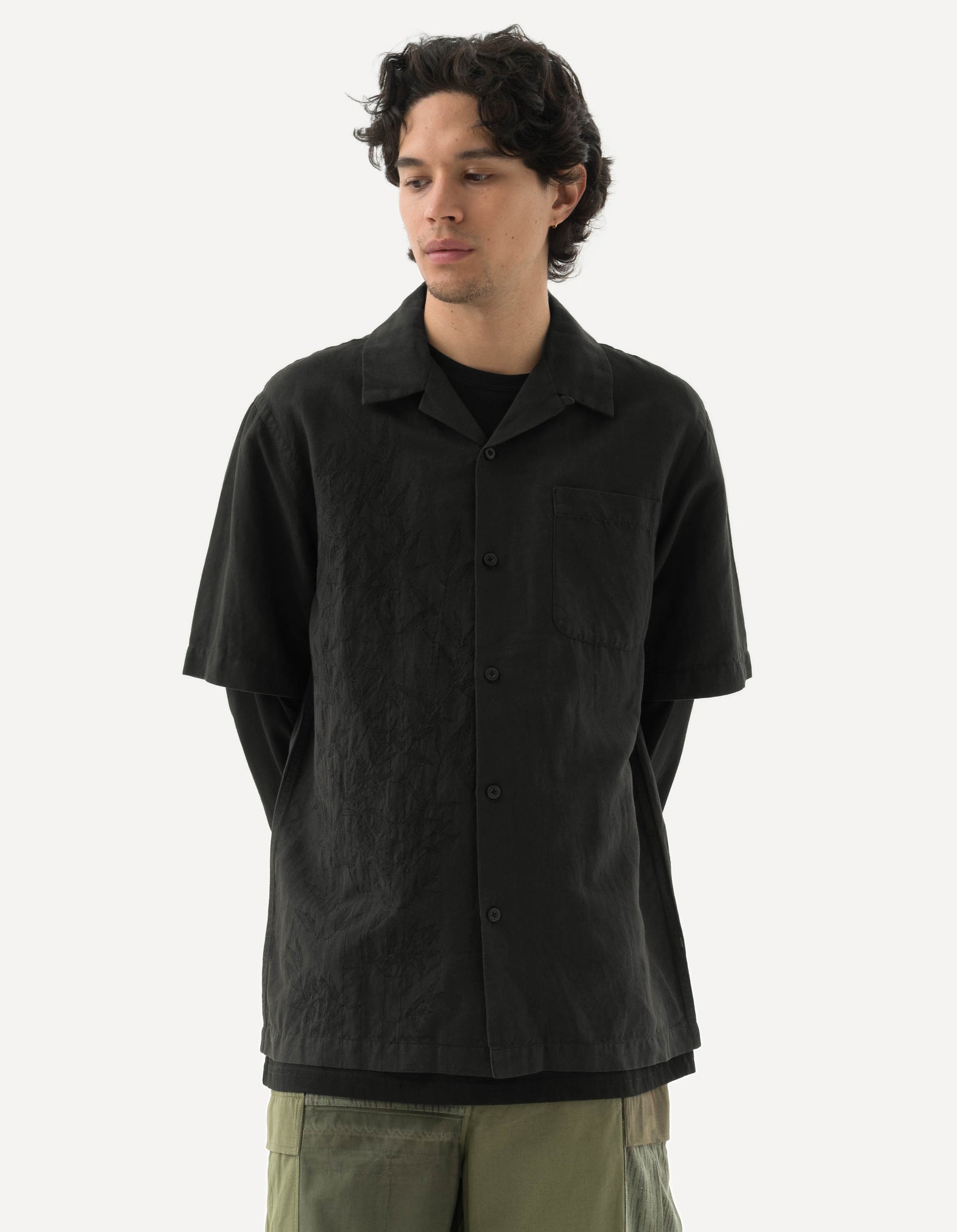 5078 Dragon Bamboo Hemp Shirt Black