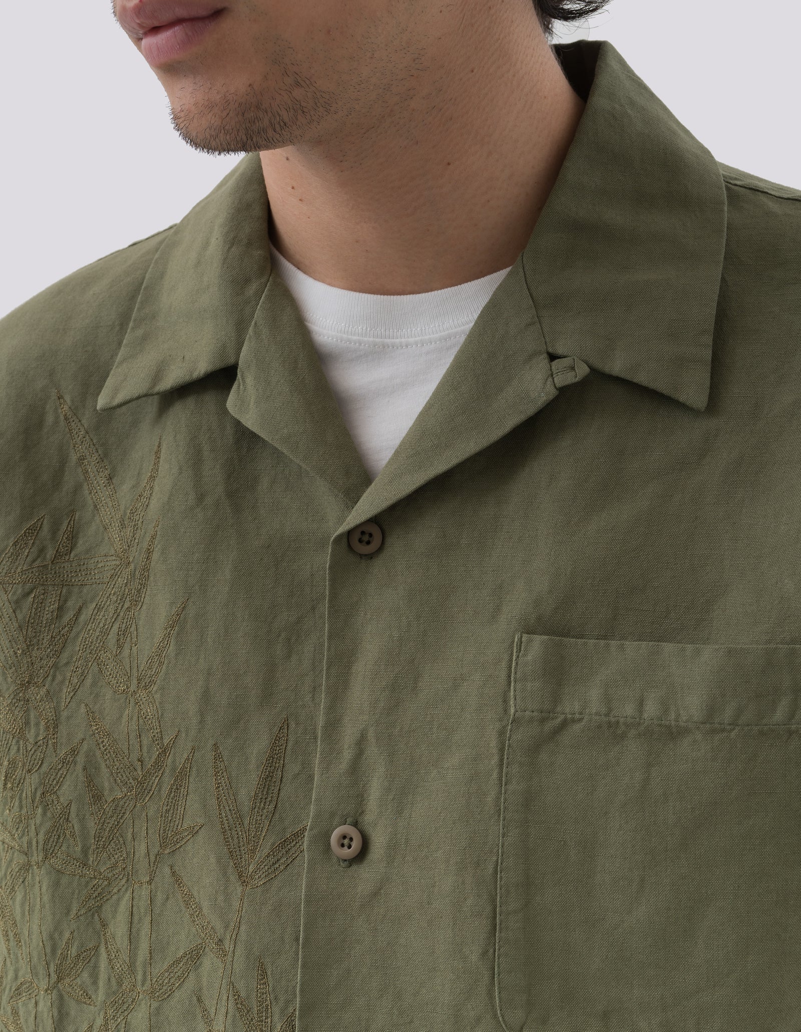 5078 Dragon Bamboo Hemp Shirt Olive OG-107F