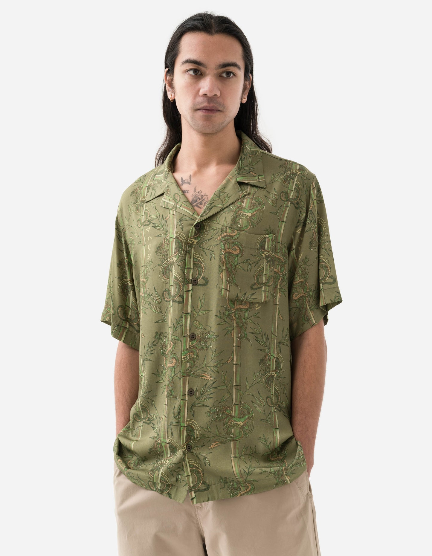 5122 Dragon Bamboo Camp Collar Shirt Olive