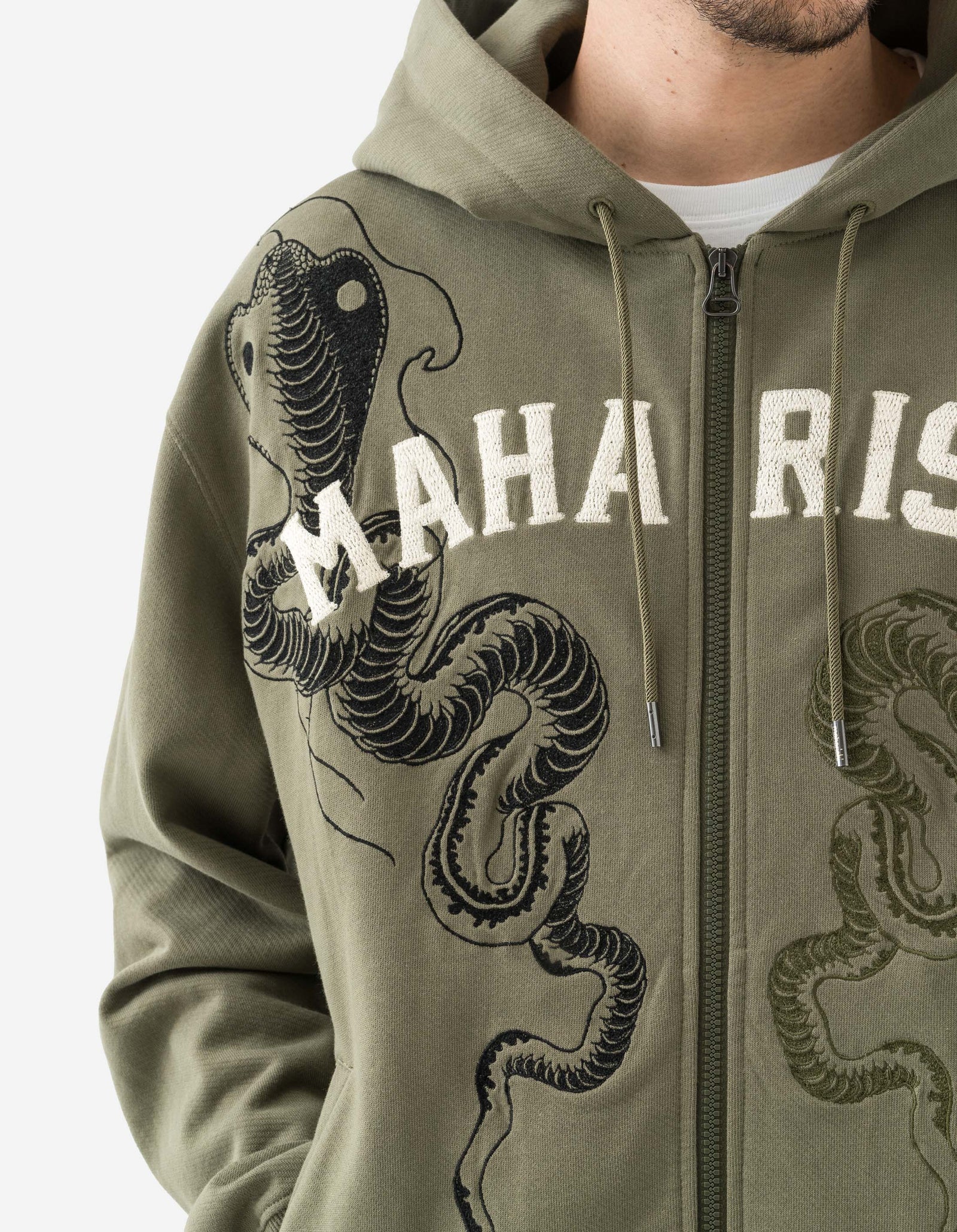6011 Cobra Zipped Hooded Sweat Olive OG-107F
