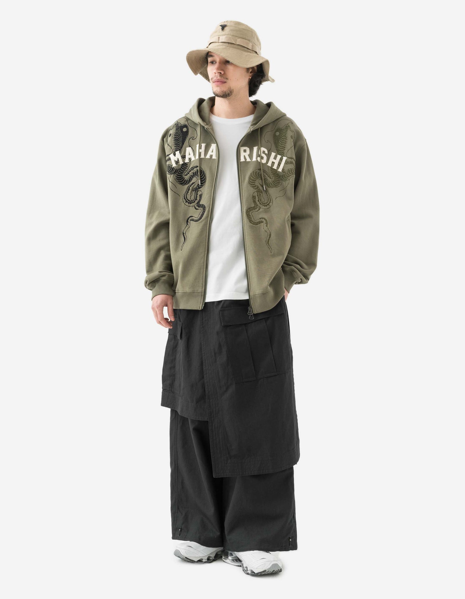 6011 Cobra Zipped Hooded Sweat Olive OG-107F