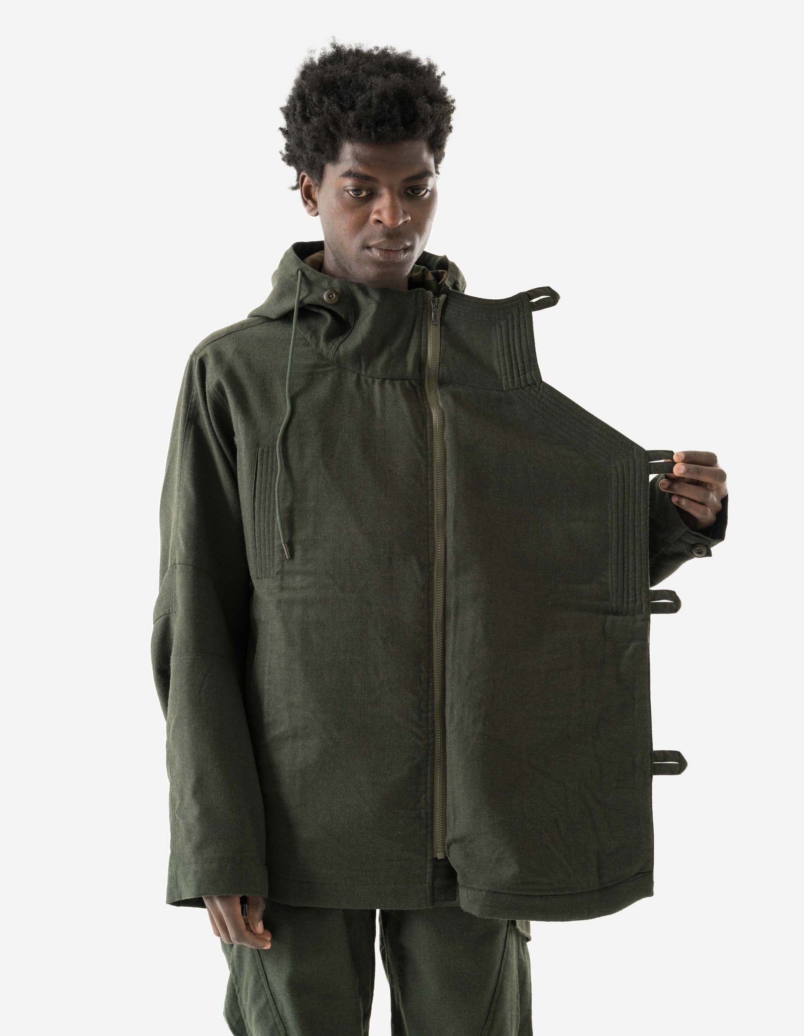 6067 Merino Wool Tibetan Monk Jacket Dark Olive