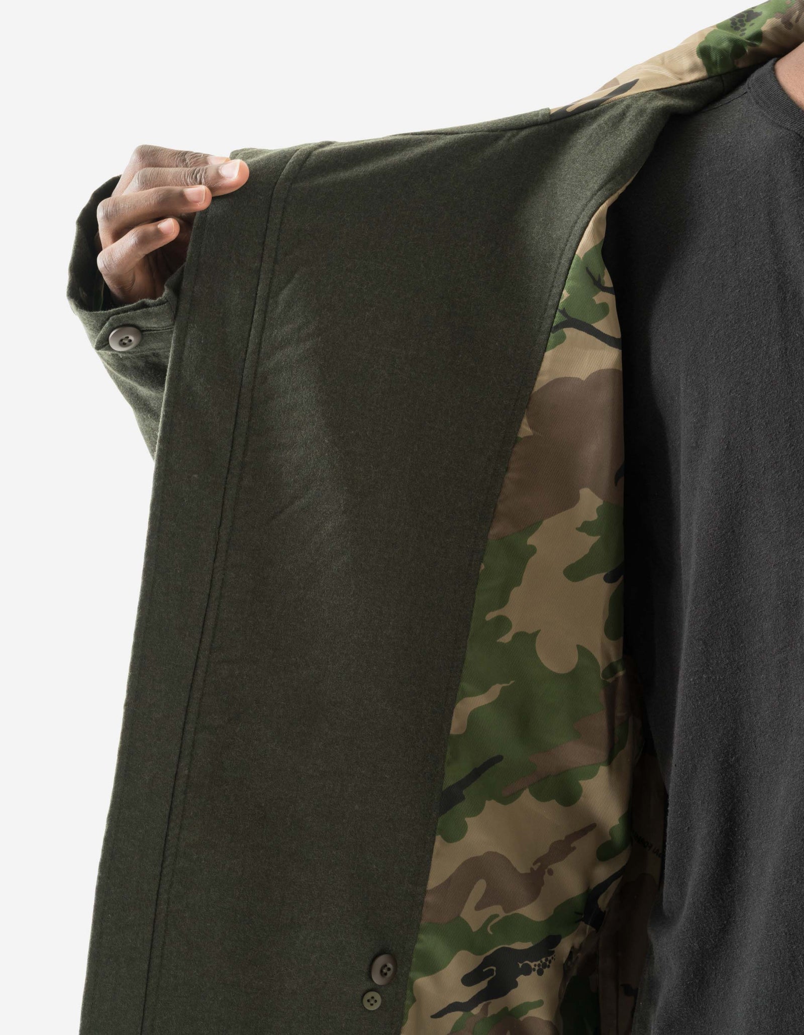 6067 Merino Wool Tibetan Monk Jacket Dark Olive