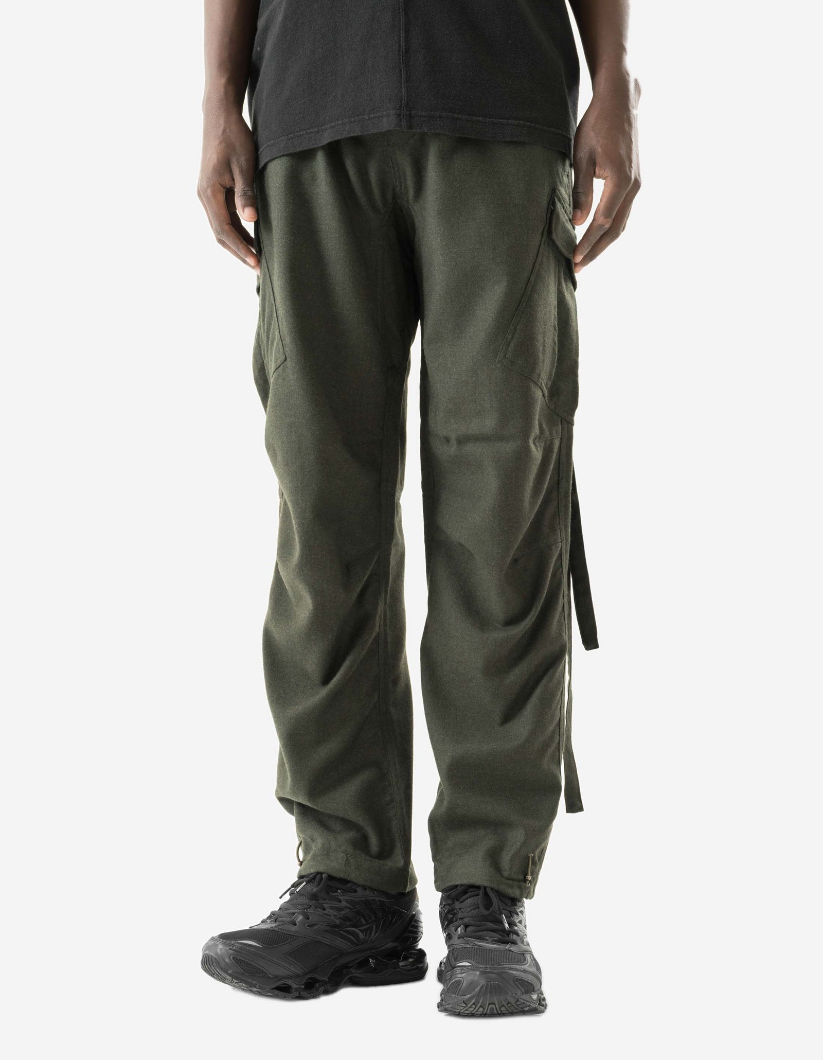 6068 Merino Wool Cargo Track Pants Dark Olive
