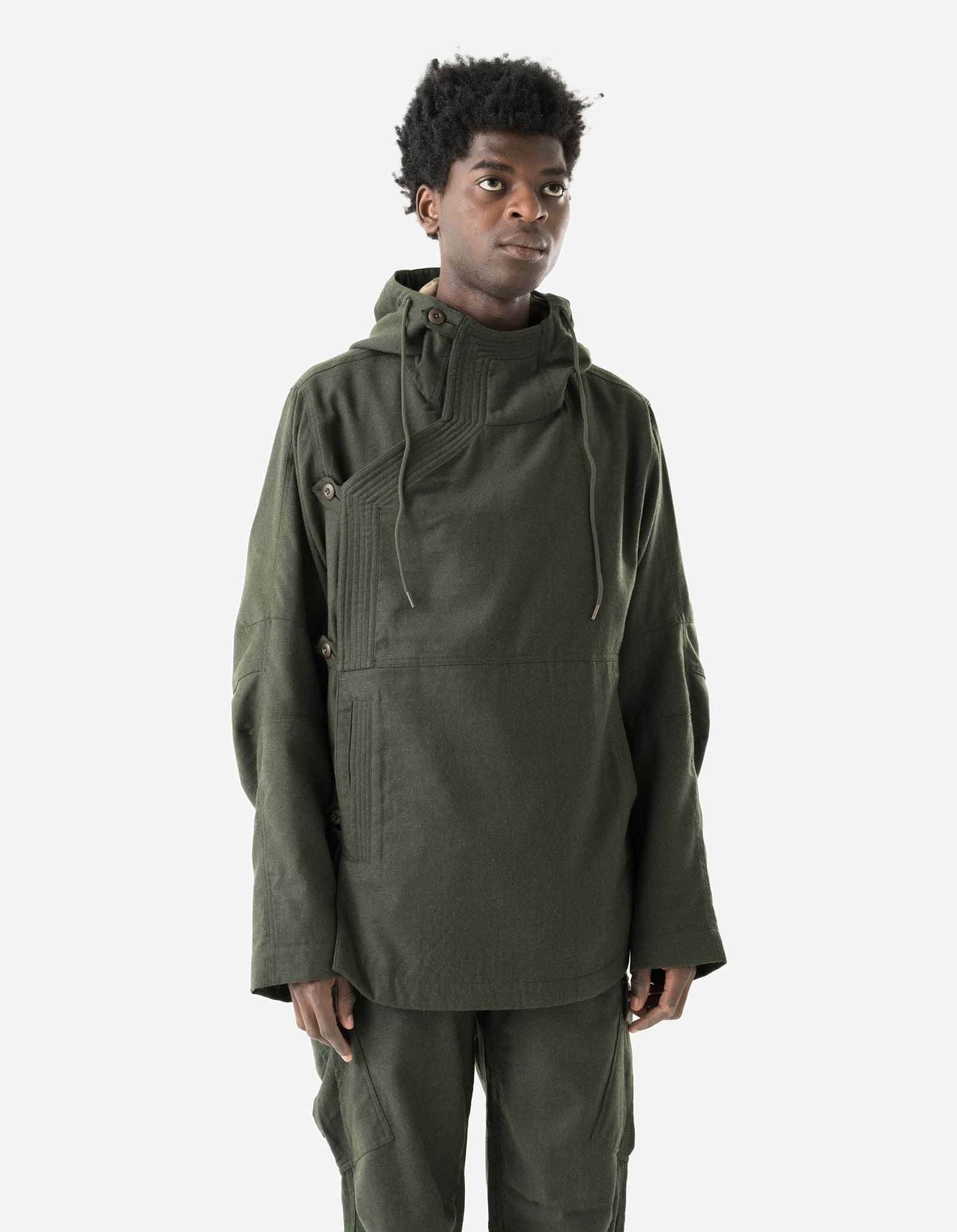 6067 Merino Wool Tibetan Monk Jacket Dark Olive