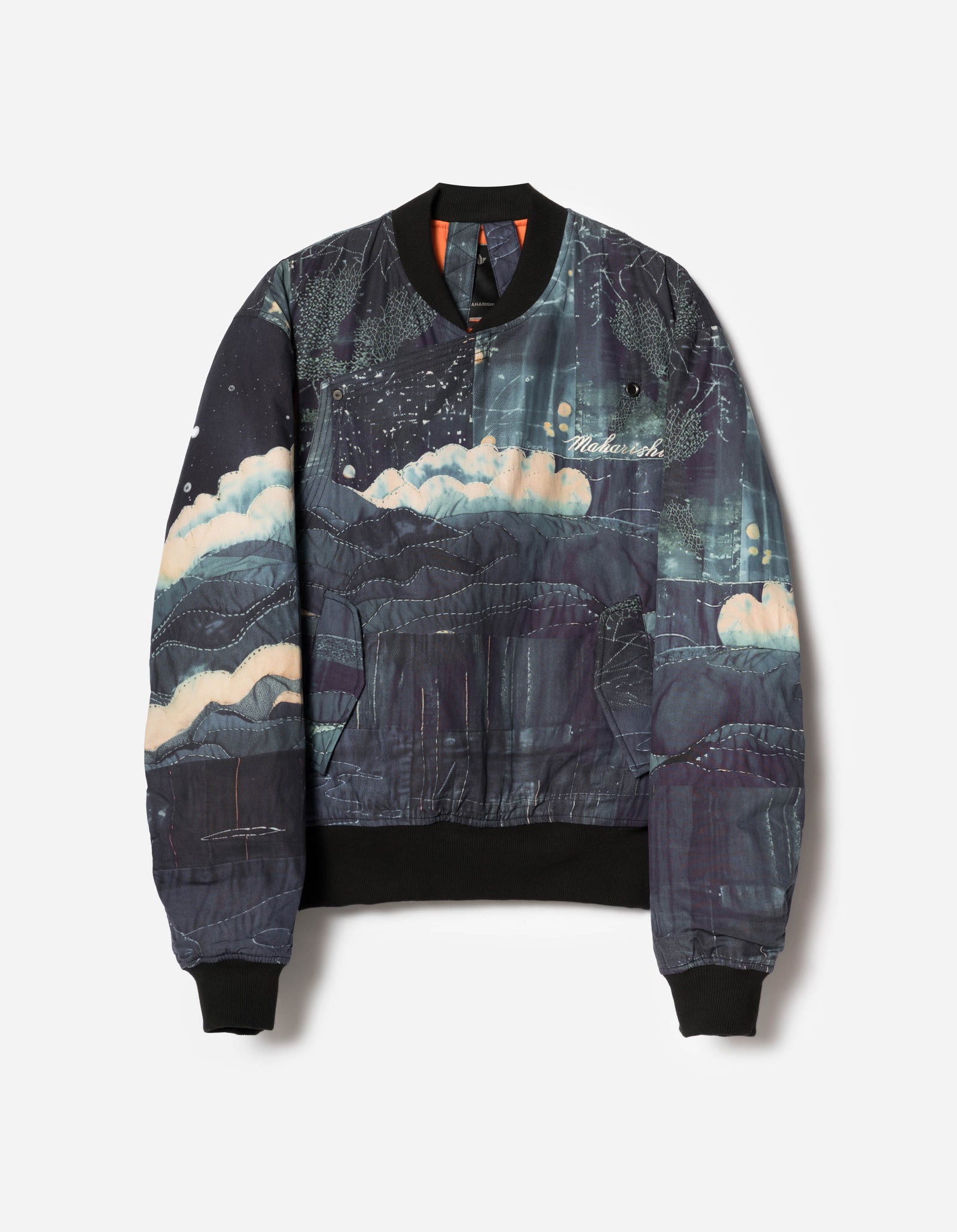 6227 Boro Crane Monk MA1 Embroidered Jacket Indigo