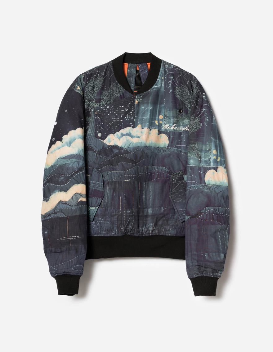 6227 Boro Crane Monk MA1 Embroidered Jacket Indigo