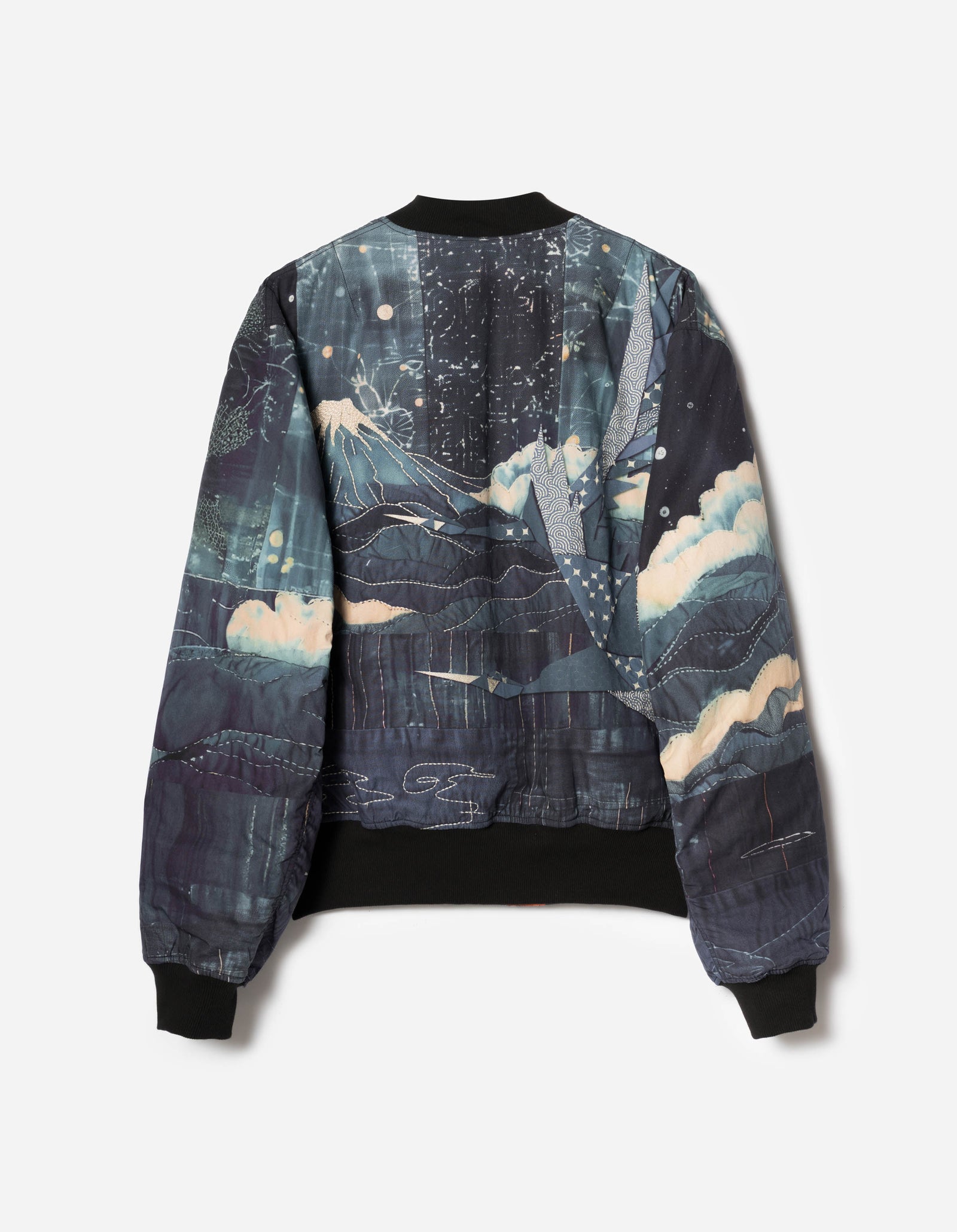 6227 Boro Crane Monk MA1 Embroidered Jacket Indigo