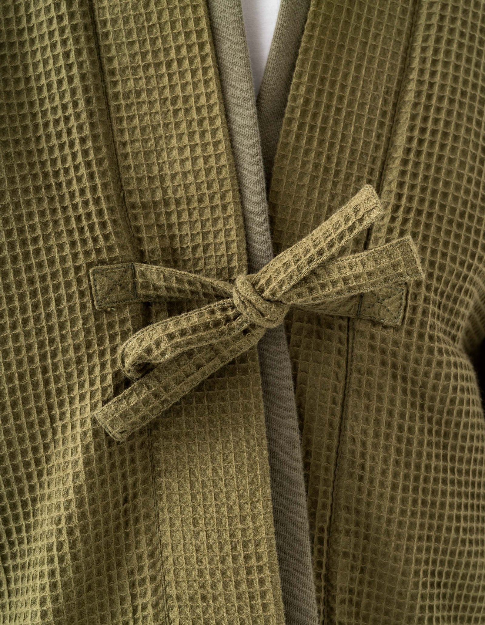 6241 Embroidered Waffle Kimono Overshirt Olive OG-107F