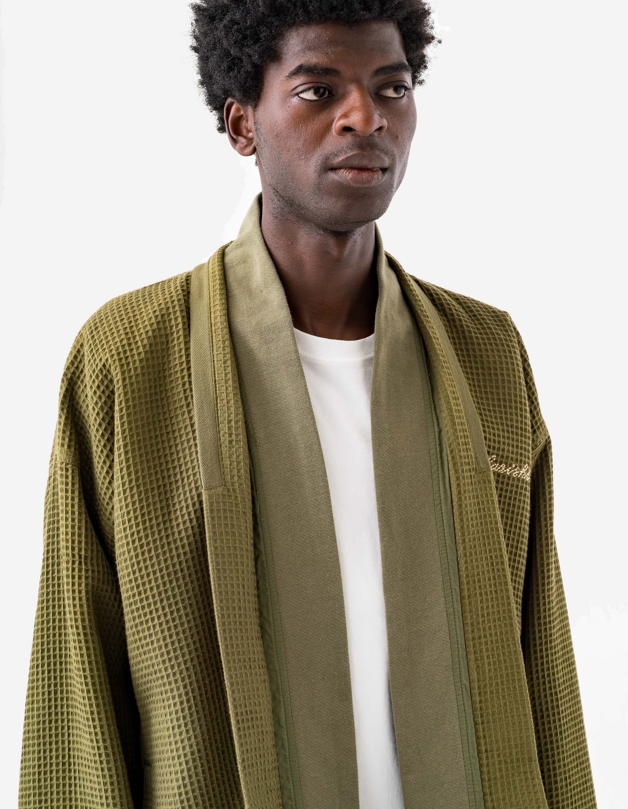 6241 Embroidered Waffle Kimono Overshirt Olive OG-107F – Maharishi