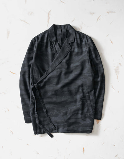 7151 Bonsai Tigerstripe Kimono Blazer Black