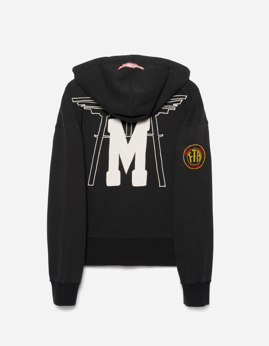 7244 Temple M Vintage Hooded Sweat Black