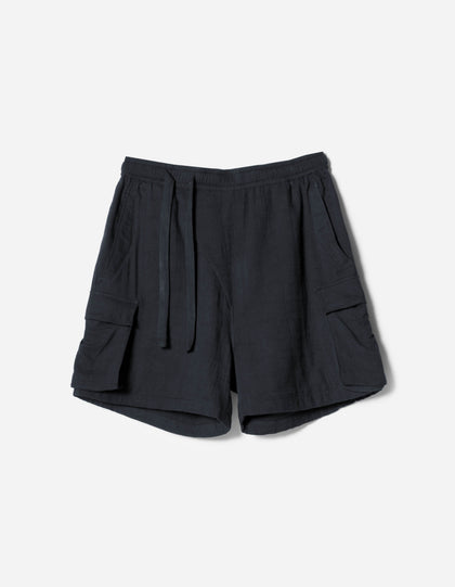 7317 Double Voile Asym Cargo Shorts Navy