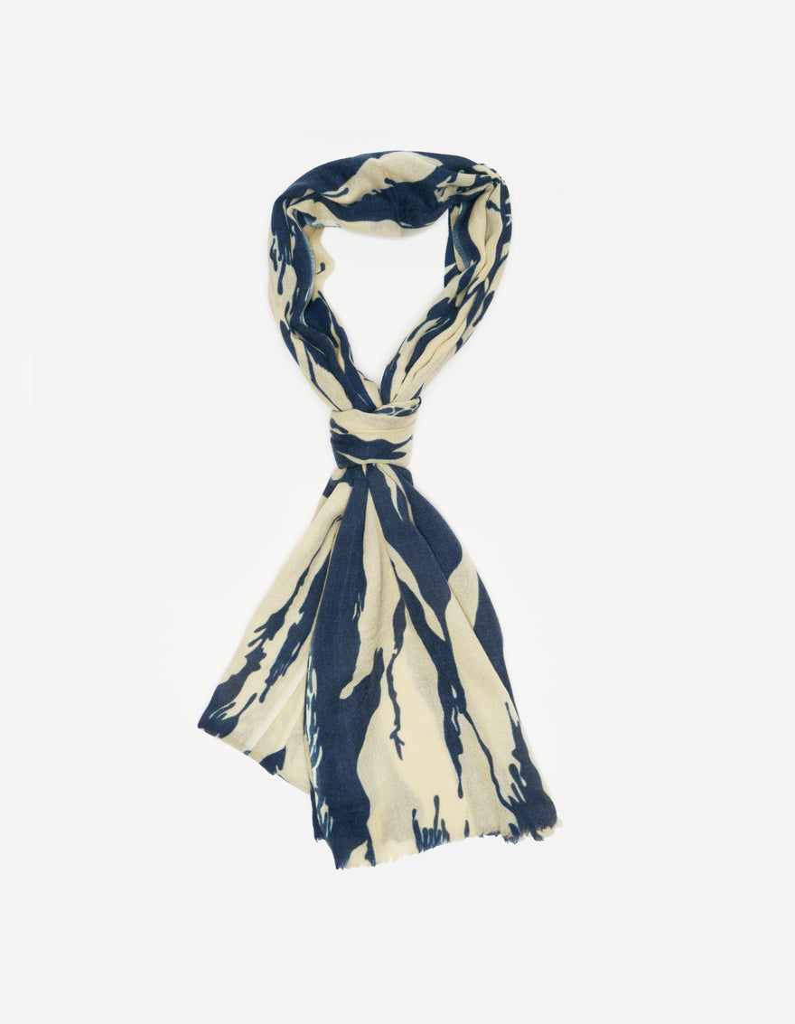 7331 Bonsai Tigerstripe Pashmina Navy/Ecru