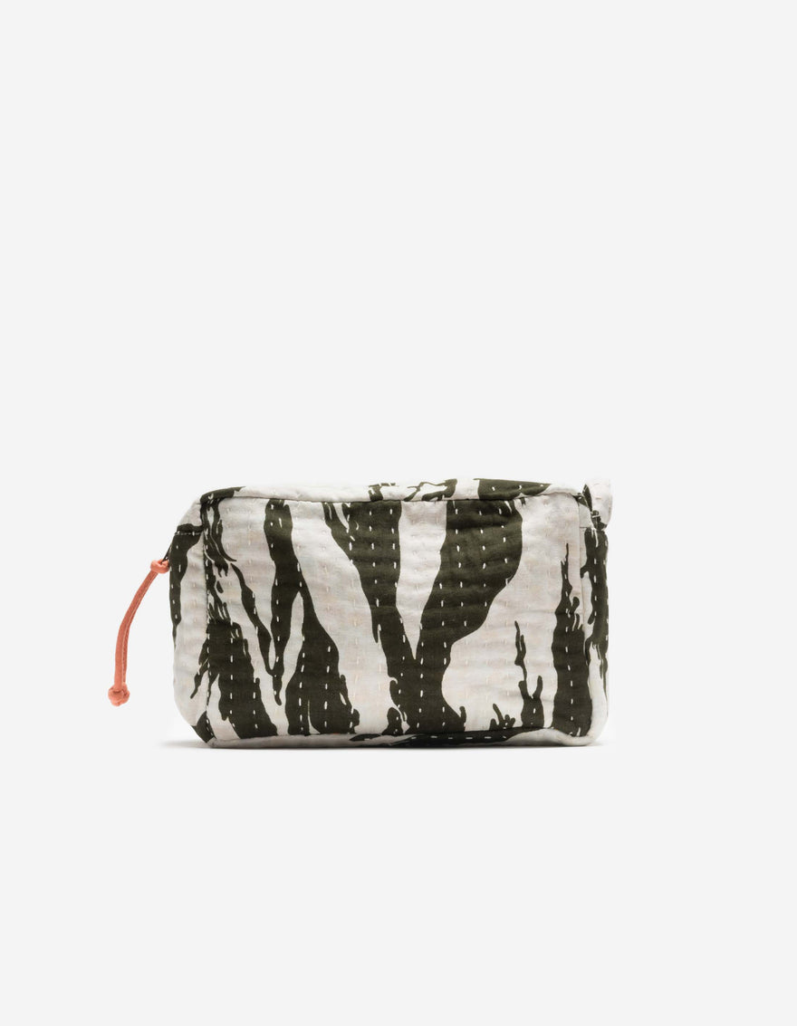 7332 Tigerstripe Travel Pouch Ecru/Olive