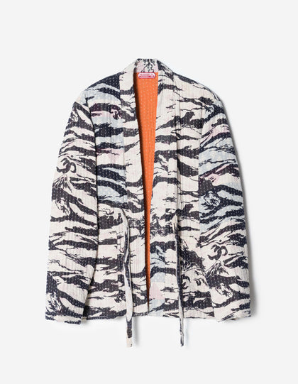 7333 Tigerstripe Kimono Navy/Ecru