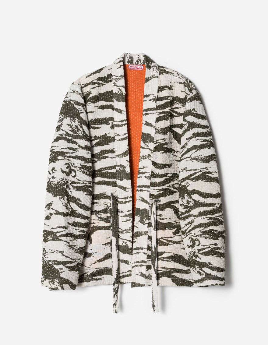 7333 Tigerstripe Kimono Ecru/Olive