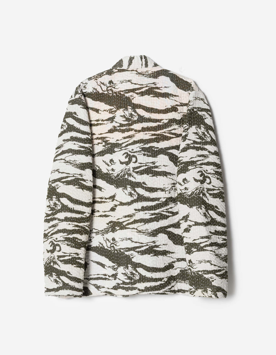 7333 Tigerstripe Kimono Ecru/Olive