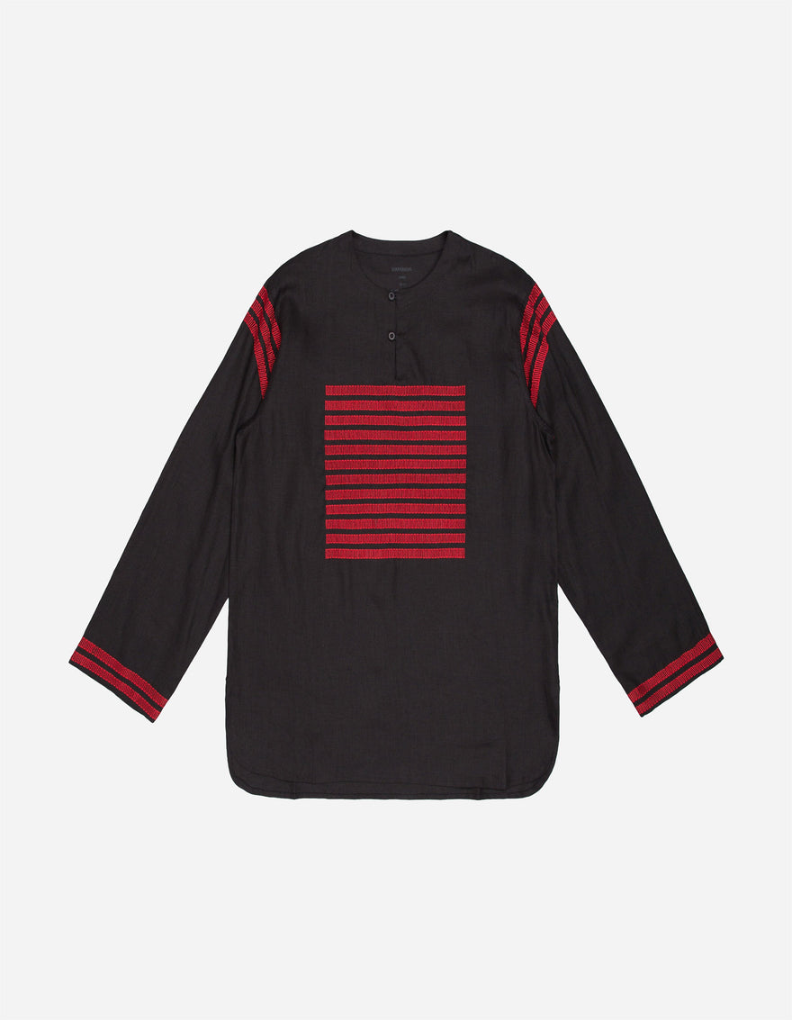 7341 Hill Tribe Kurta Shirt Black