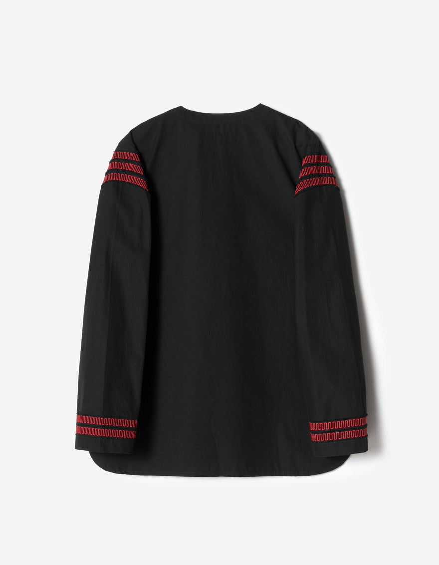 7341 Hill Tribe Kurta Shirt Black