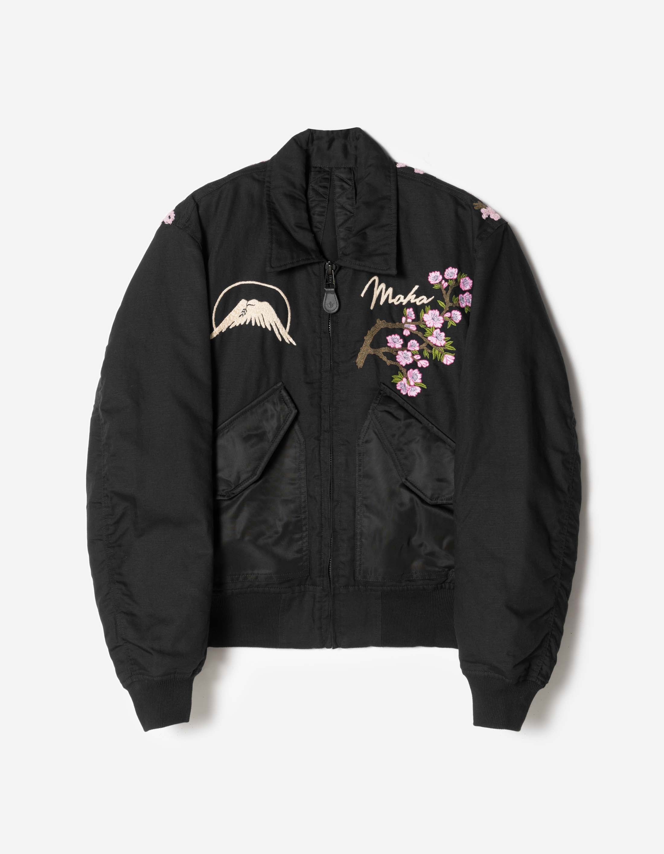 ウカスカジー　MIFA 桜井着　スタジャン　ジャケット 7363 Sakura MA-2 Flight Jacket Black – Maharishi