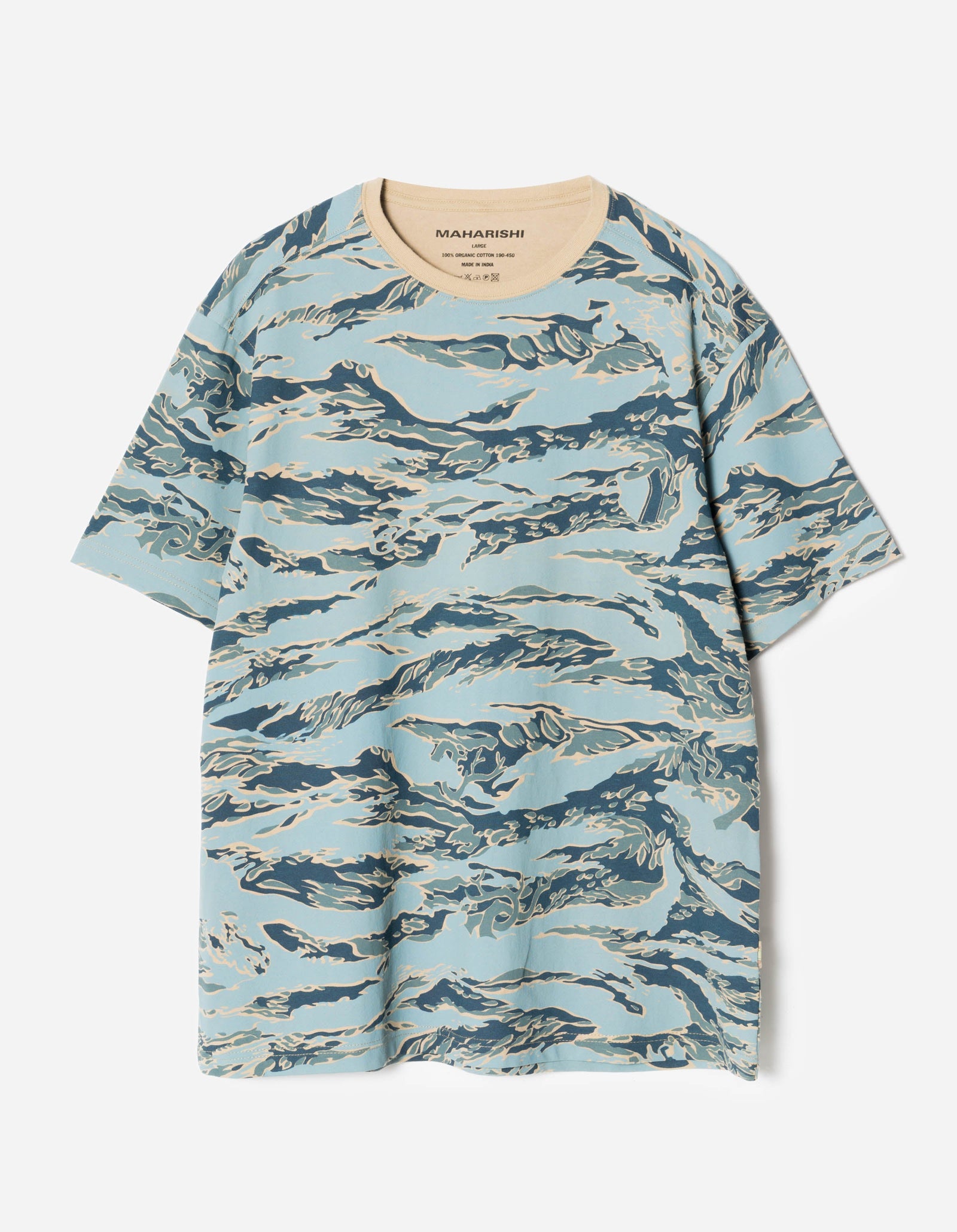 Blue camouflage t-shirt on a white background