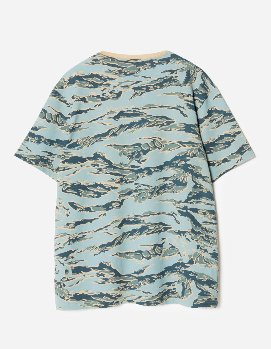 Camouflage-patterned shirt on a white background